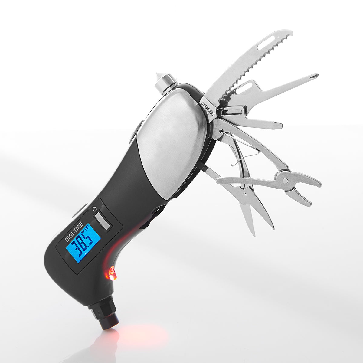 Car Emergency Tool with Digital Tire Gauge by Sharper Image