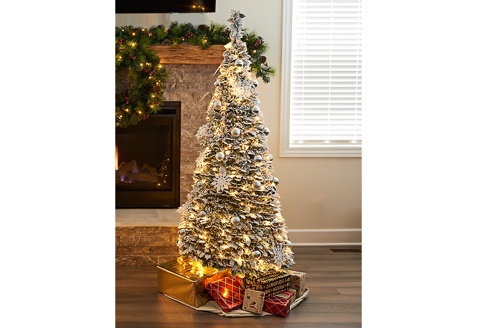 Pop-Up 6 Ft. White Flocked Christmas Tree - image 3