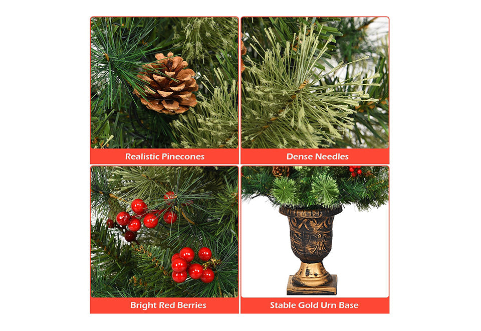LED Christmas Tree with Red Berries Pine Cones - image 4