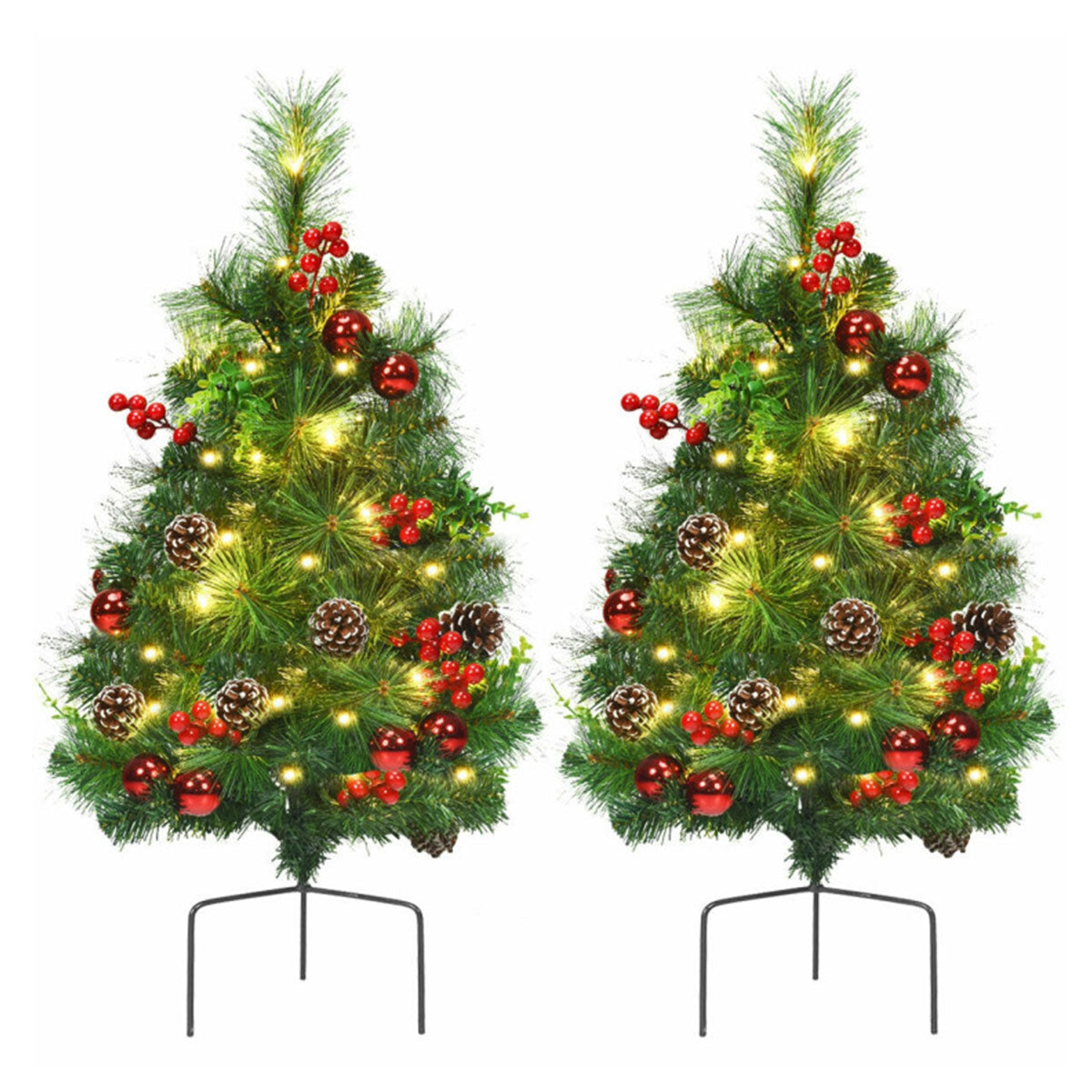 2-Ft. Cordless Pre-Lit Walkway Trees (Set of 2) - image 2