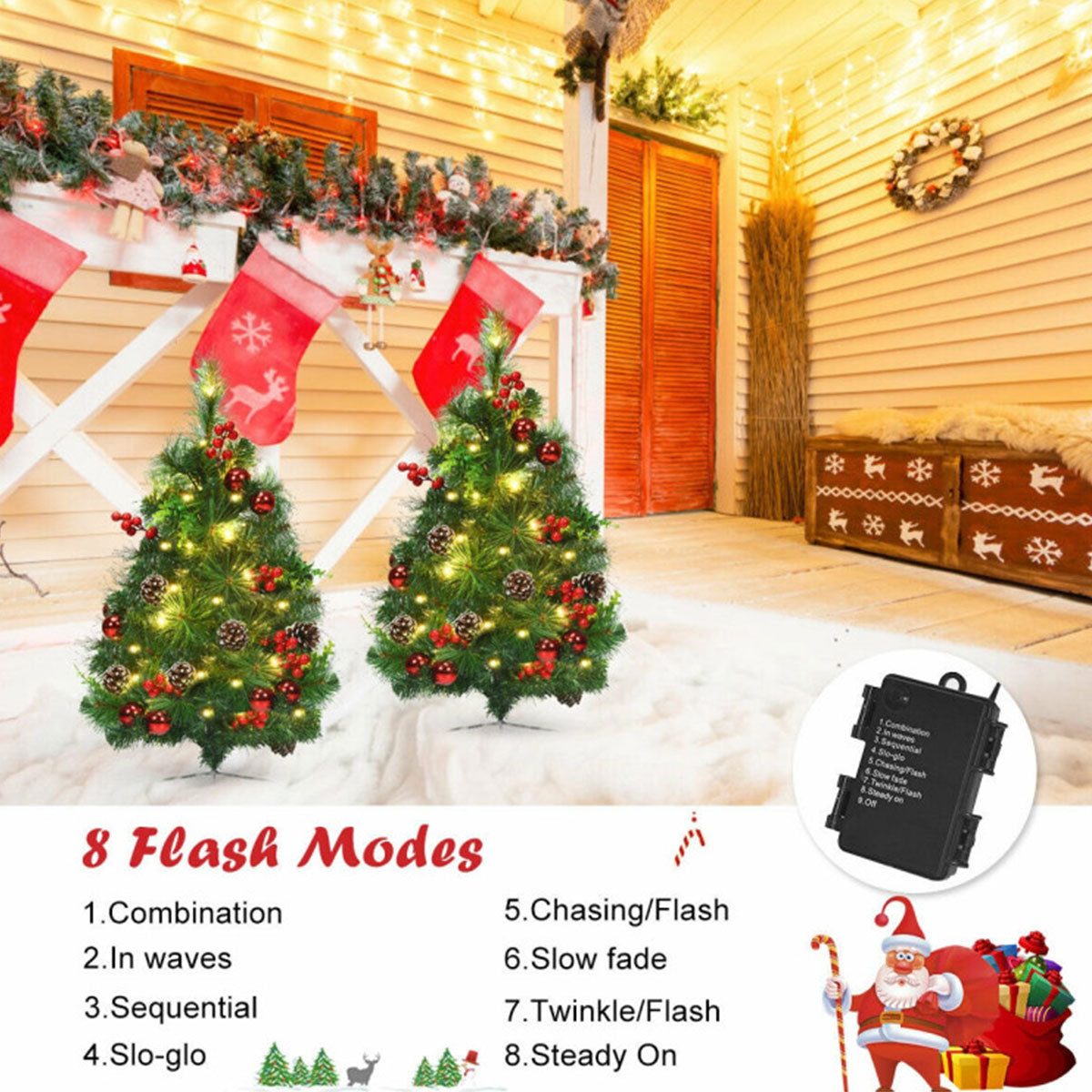 2-Ft. Cordless Pre-Lit Walkway Trees (Set of 2) - image 6