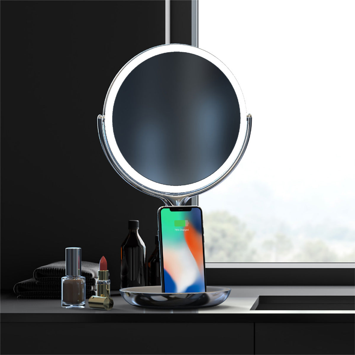 Spa Studio LED Vanity Mirror with Wireless Charging by Sharper Image - image 3