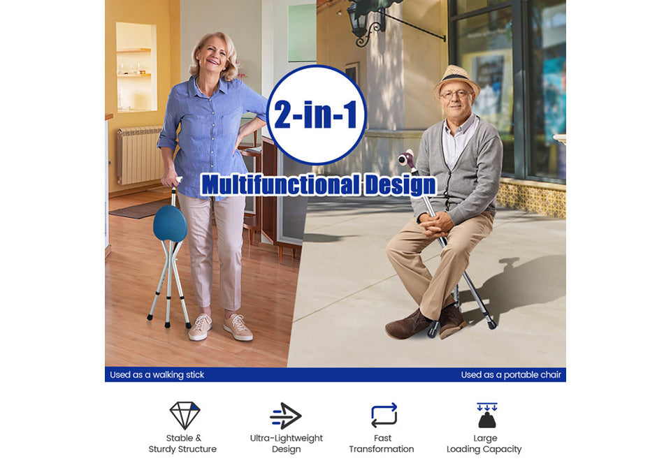 3-in-1 Walking Cane with Seat and Light - image 2