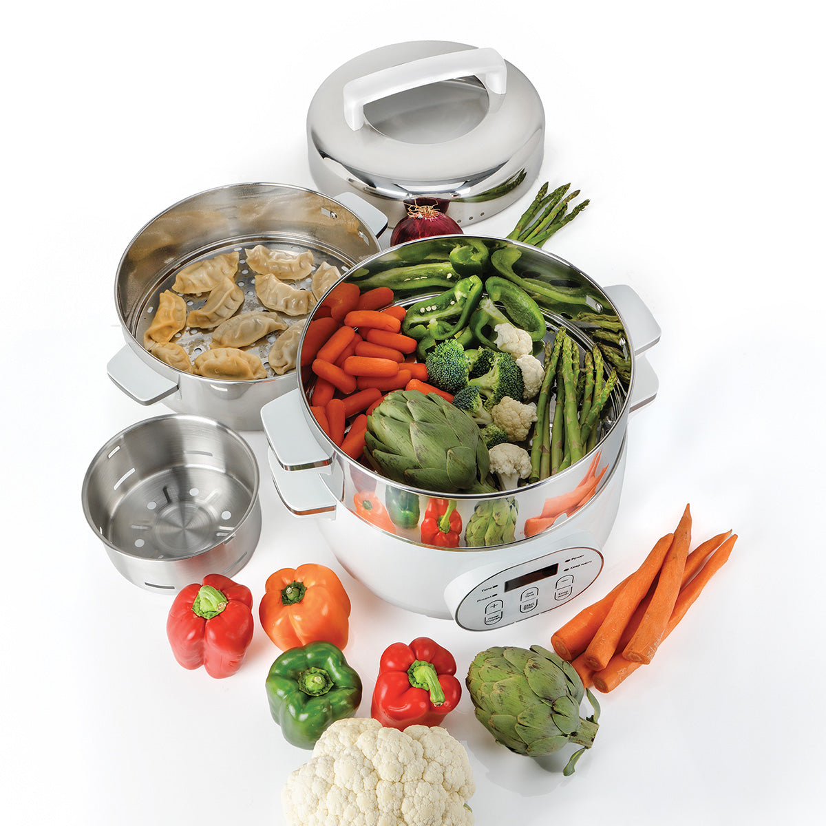 2-Tier Stainless Steel Electric Food Steamer - image 4
