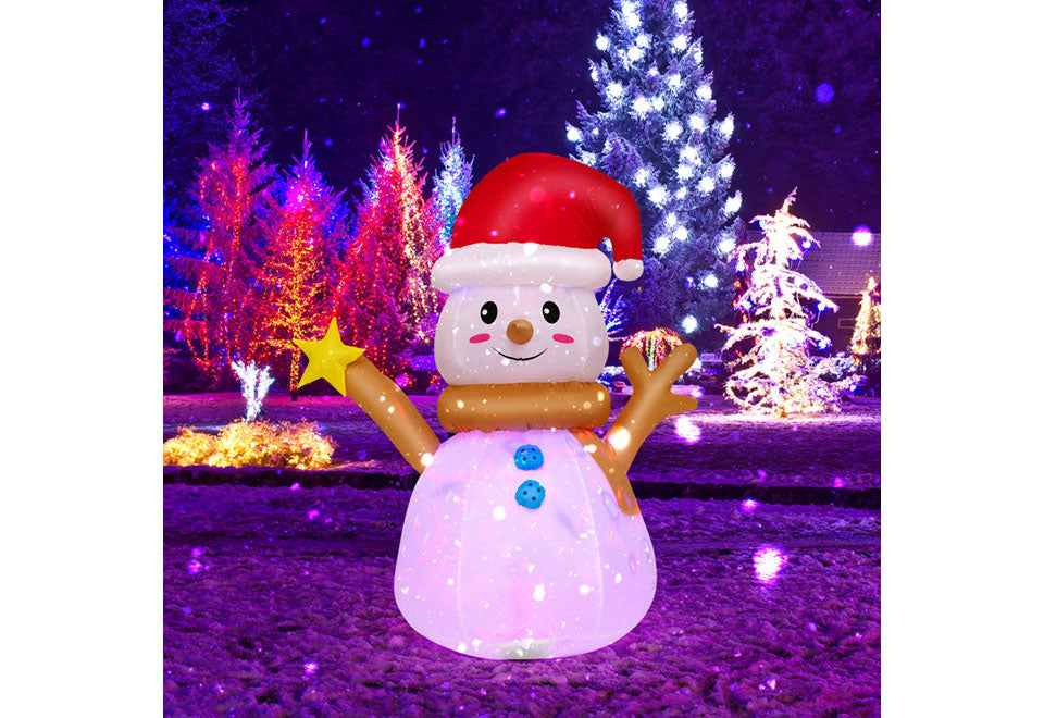 4-Ft. Inflatable Snowman with Rotating LED Lights