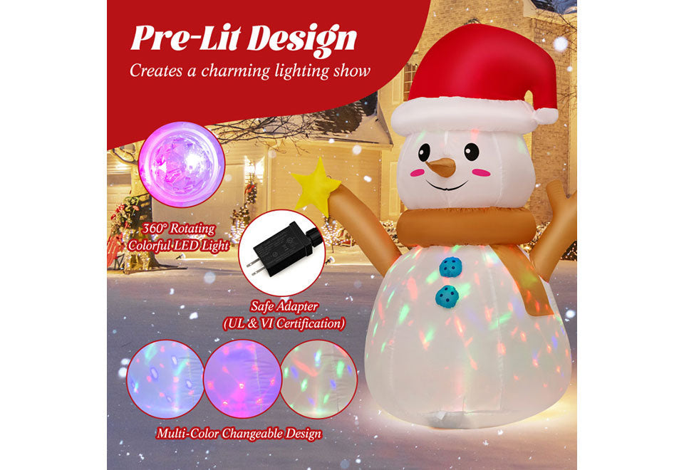 4-Ft. Inflatable Snowman with Rotating LED Lights - image 5
