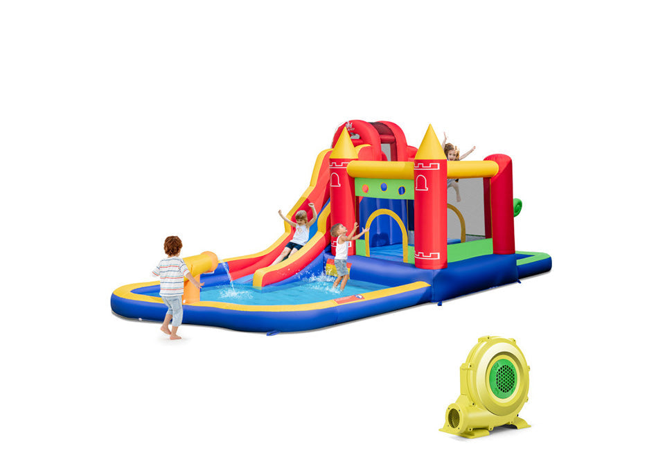 9-in-1 Inflatable Bounce Castle with Water Slide and Splash Pool - image 2
