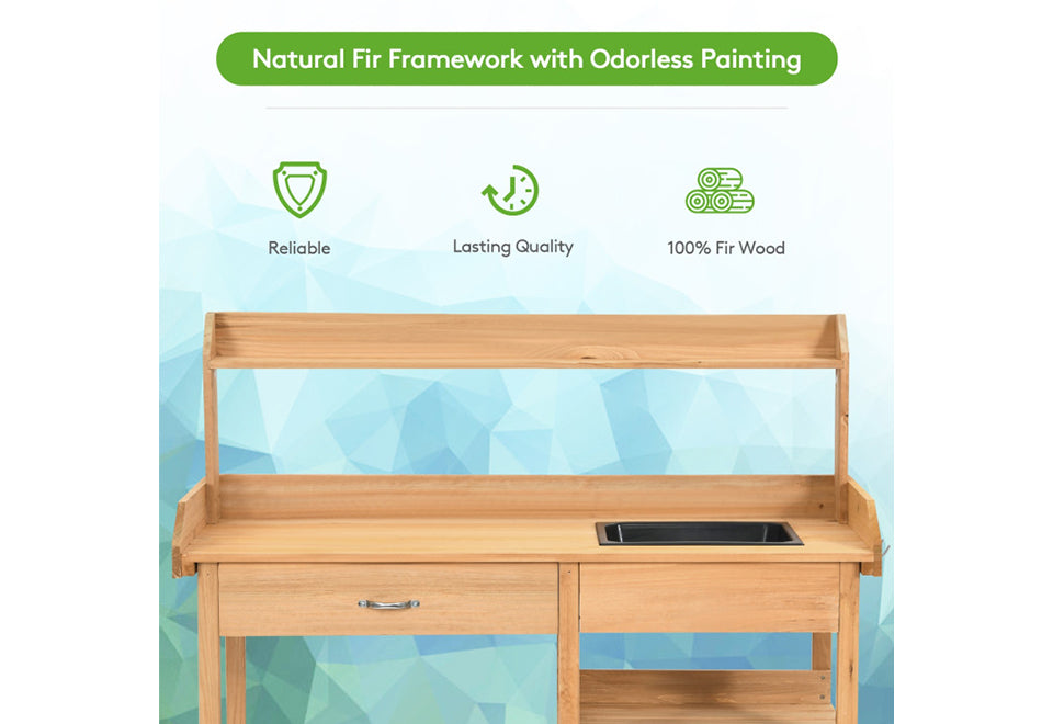 Fir Wood Potting Bench with Sink - image 9
