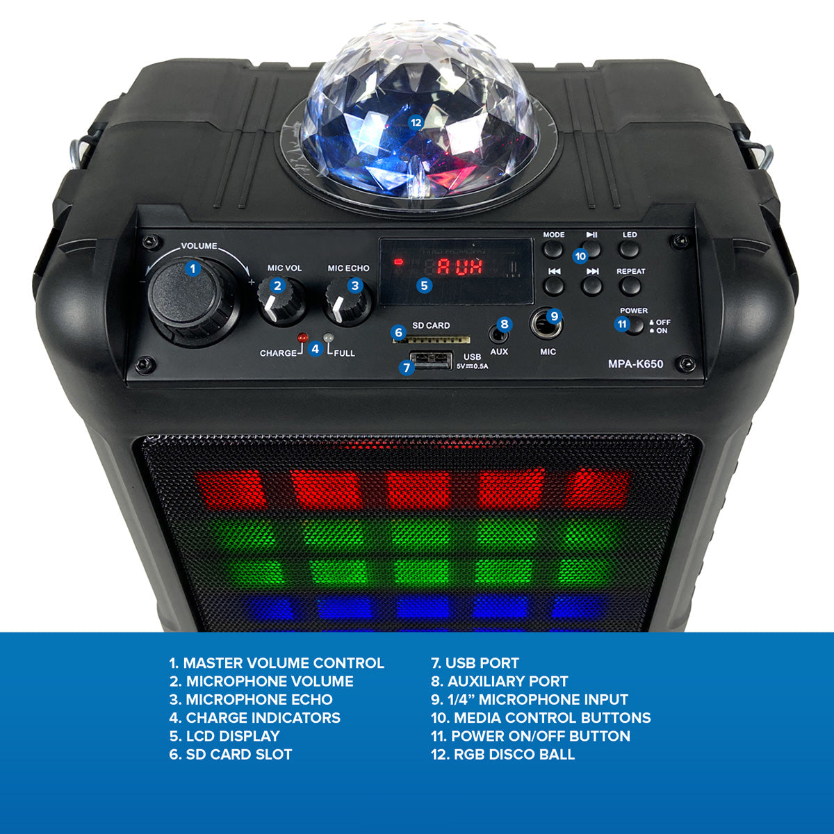 Portable Karaoke Party Speaker with LED Lights - image 5