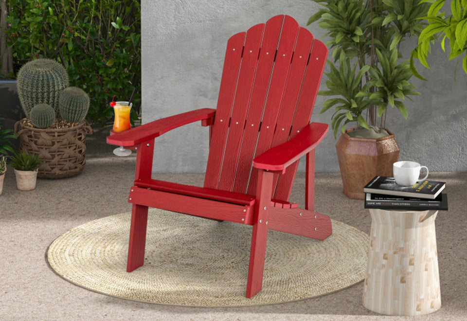 Weather Resistant Outdoor Adirondack Chair with Cup Holder