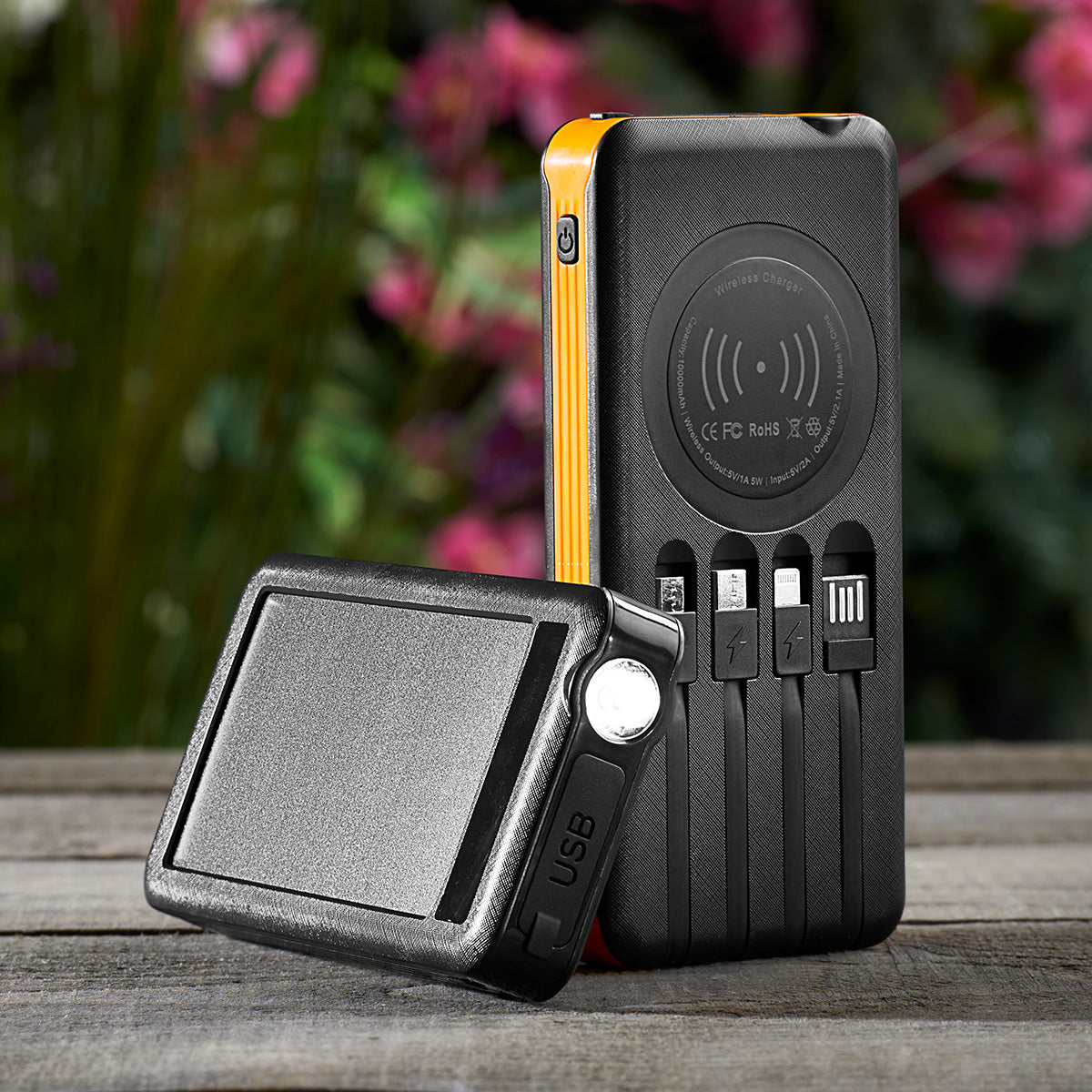10000mAh Solar Power Bank with Wireless Charging