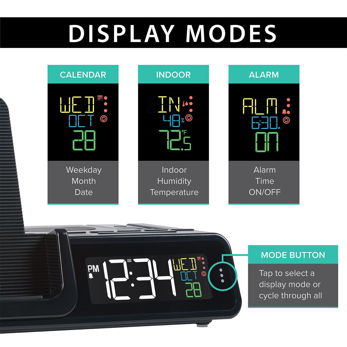 Projection Alarm Clock with Wireless Charging Station - image 4