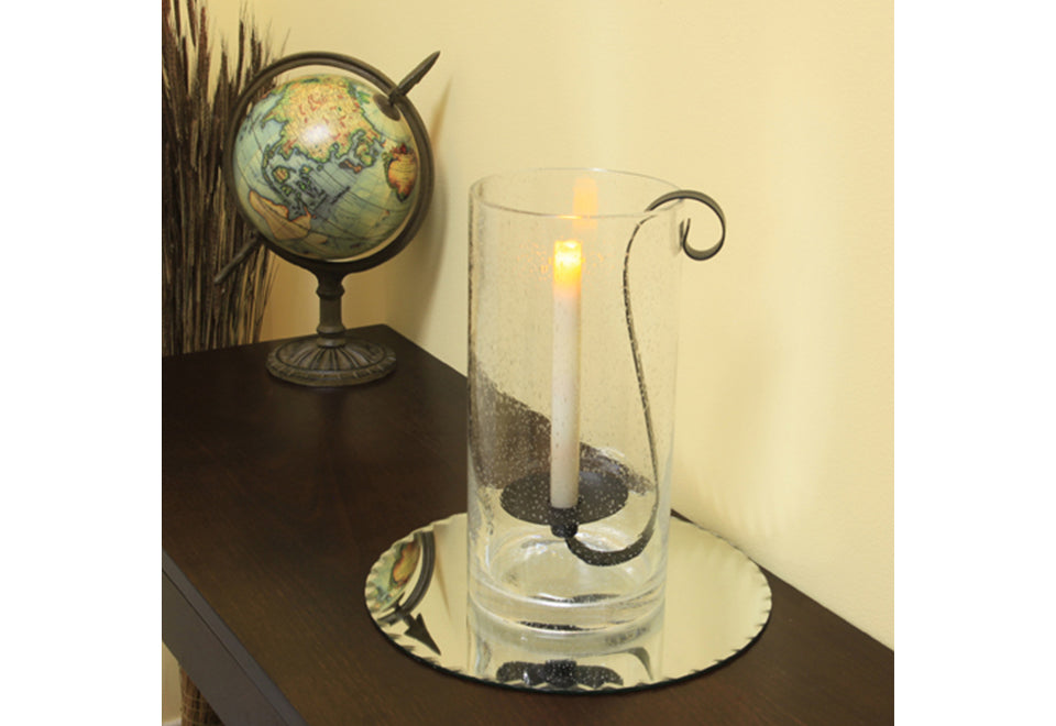 Rustic Hurricane with Flameless Wax Taper Candle - image 3