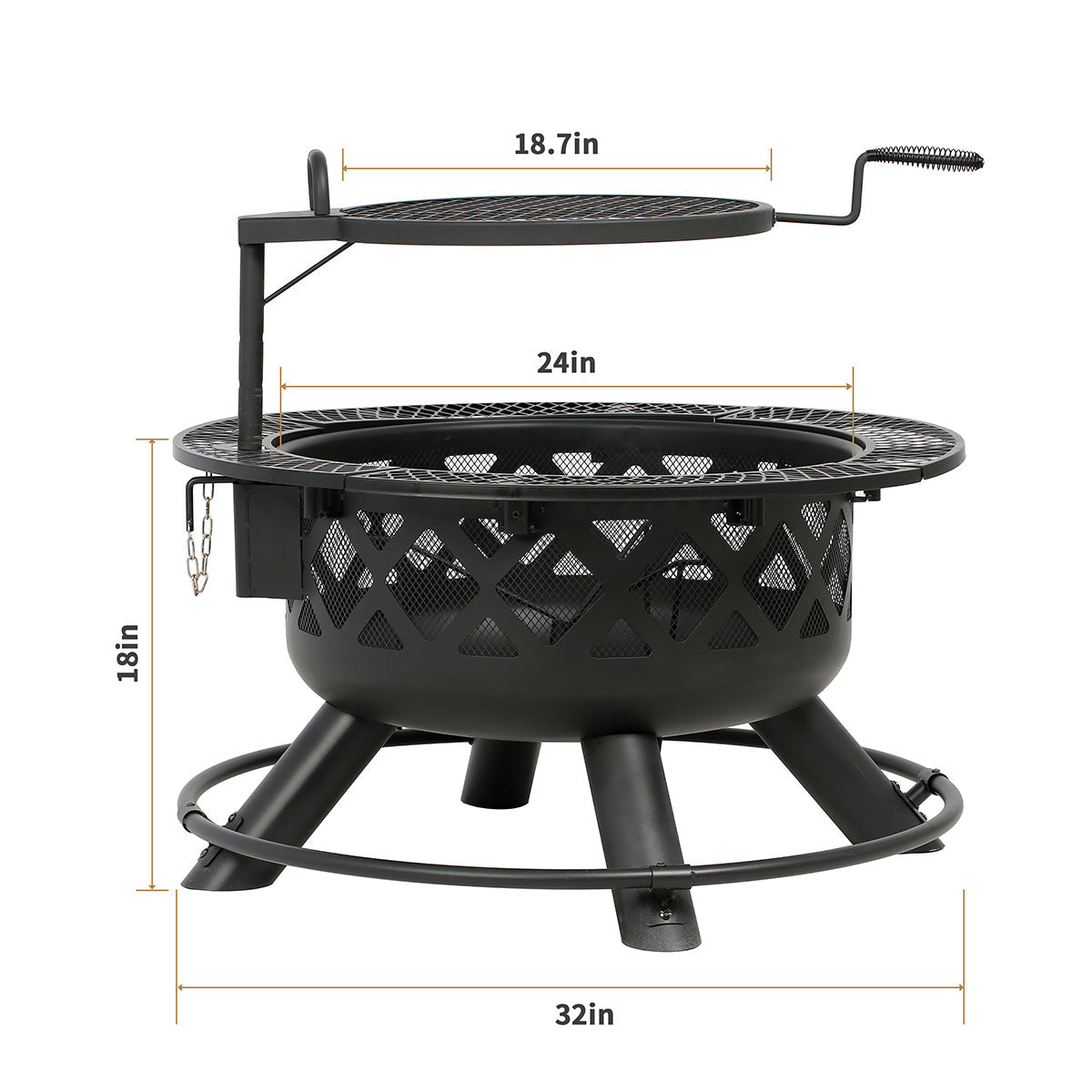 32'' Wood-Burning Fire Pit with Cooking Grill - image 8