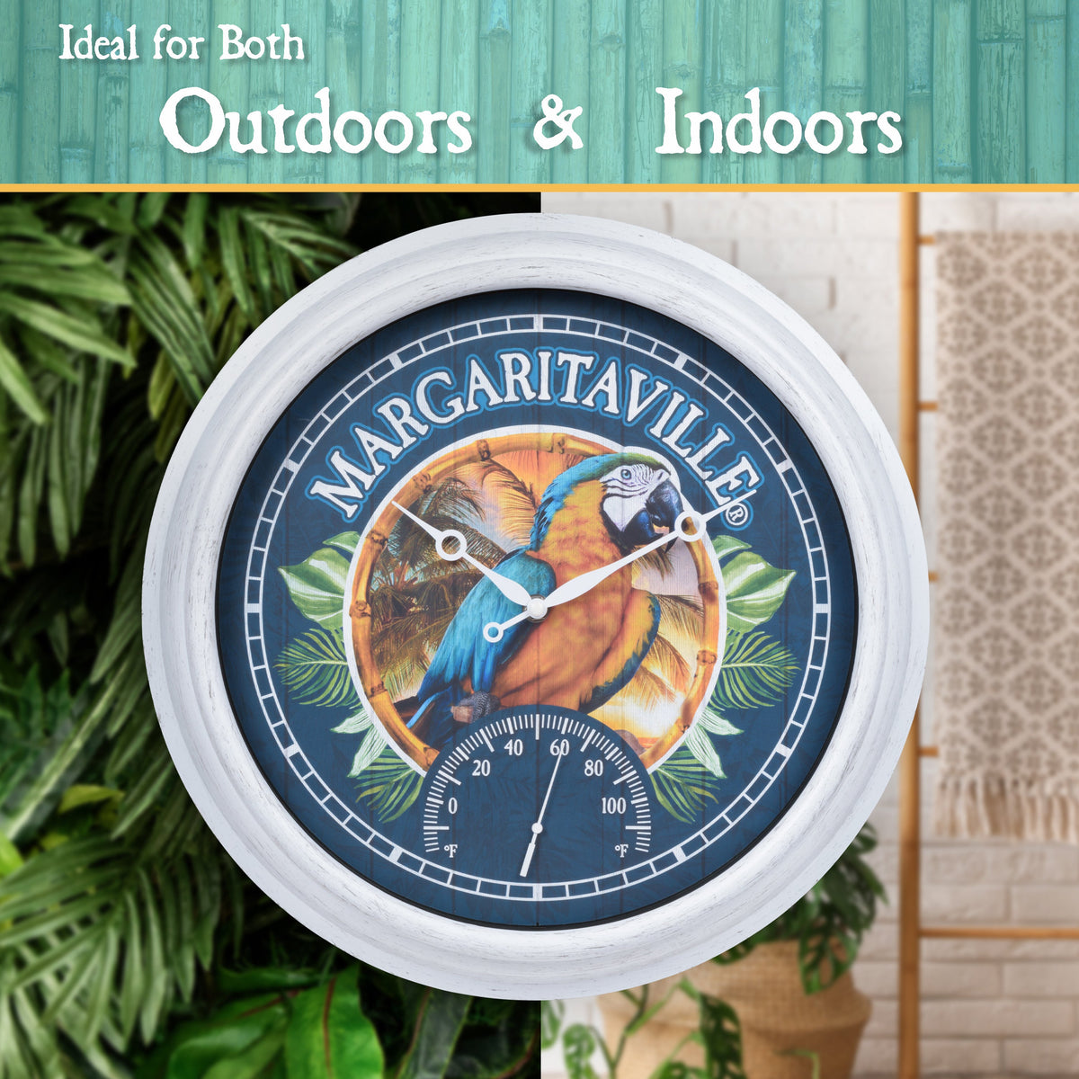 Margaritaville Indoor/Outdoor Wall Clock with Temperature - image 4