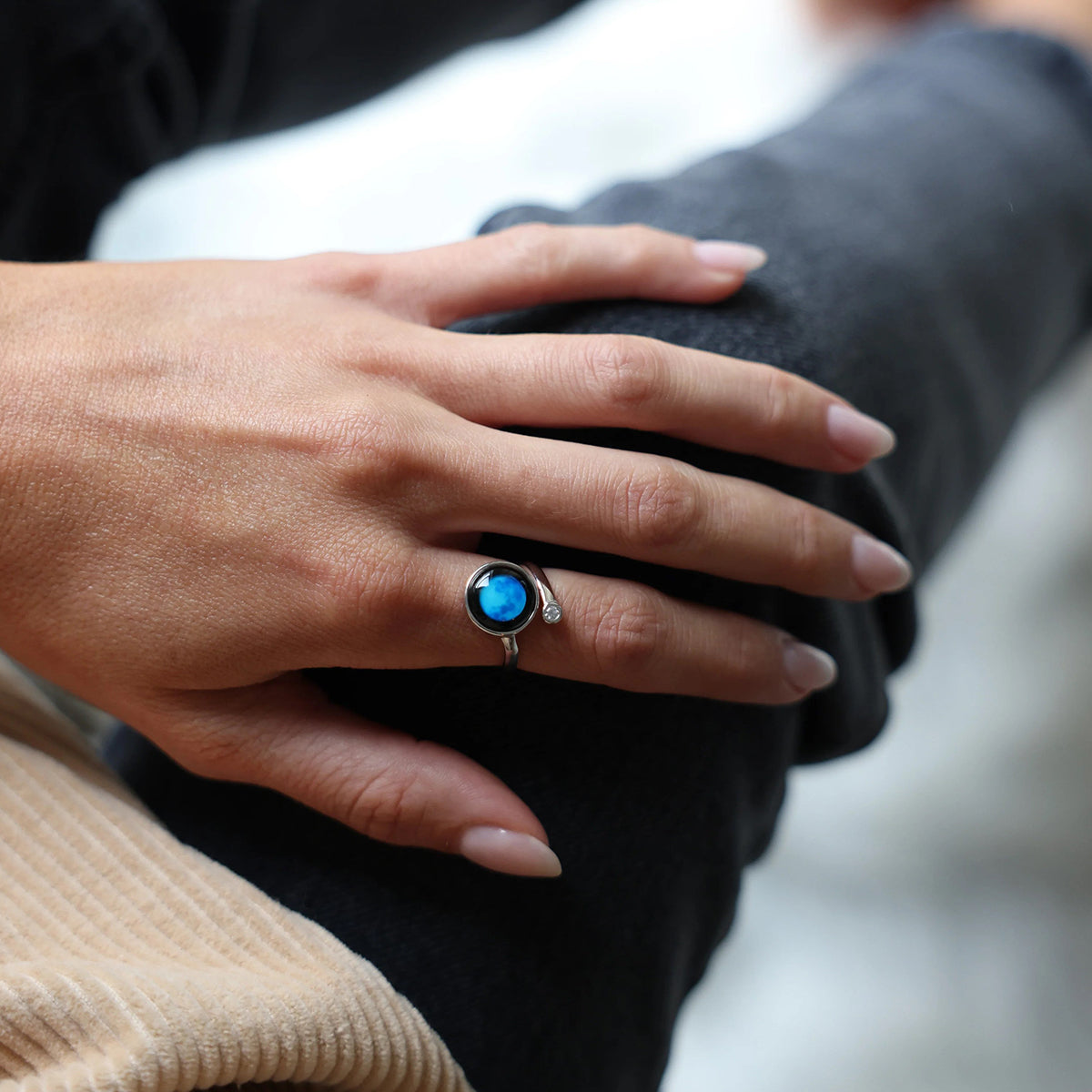 Personalized Choose Your Moon Phase Cosmic Spiral Ring - image 5