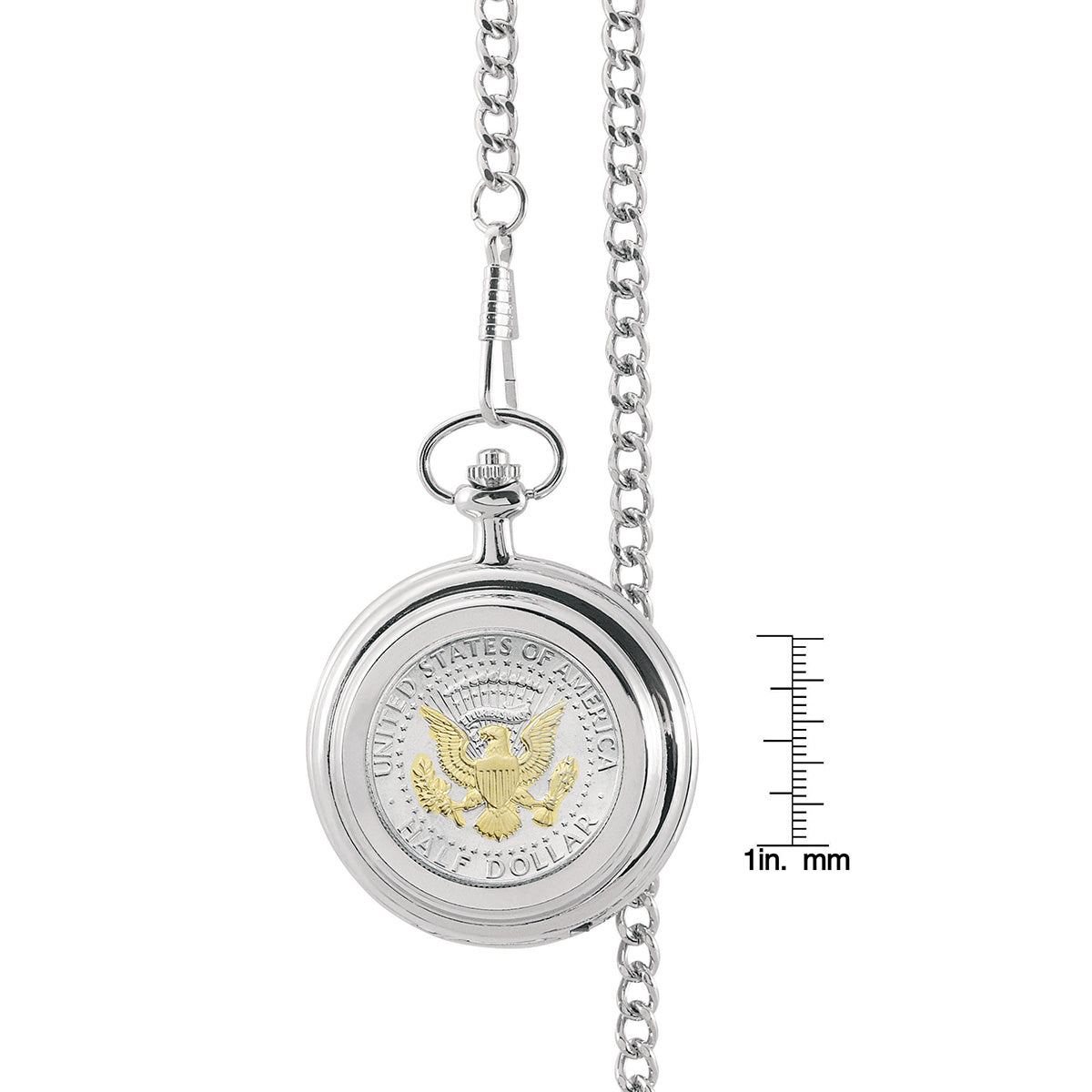 Selectively Gold-Layered Presidential Seal JFK Half Dollar Coin Pocket Watch - image 5