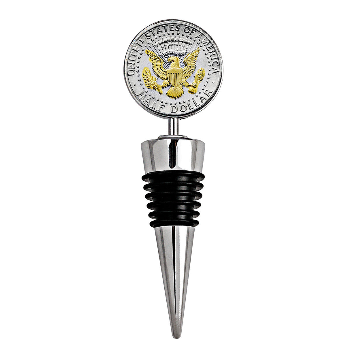 Monogrammed Gold-Layered Presidential Seal JFK Half Dollar Wine Stopper
