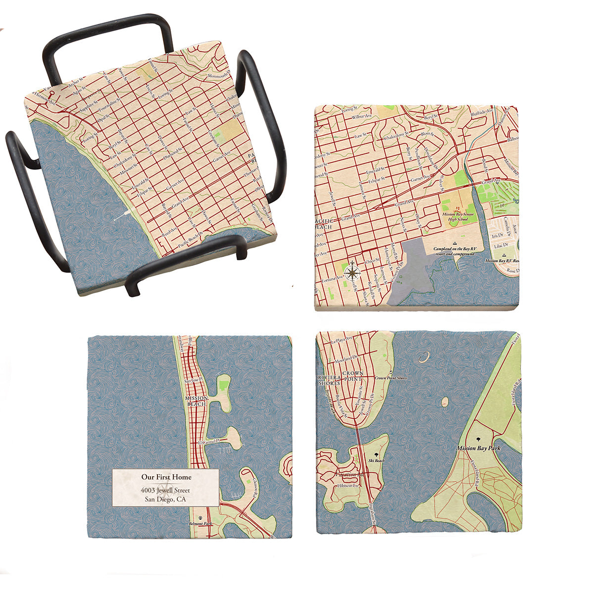 Personalized Marble Map Coaster Set - image 2