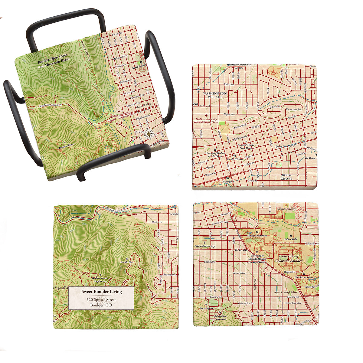 Personalized Marble Map Coaster Set - image 4