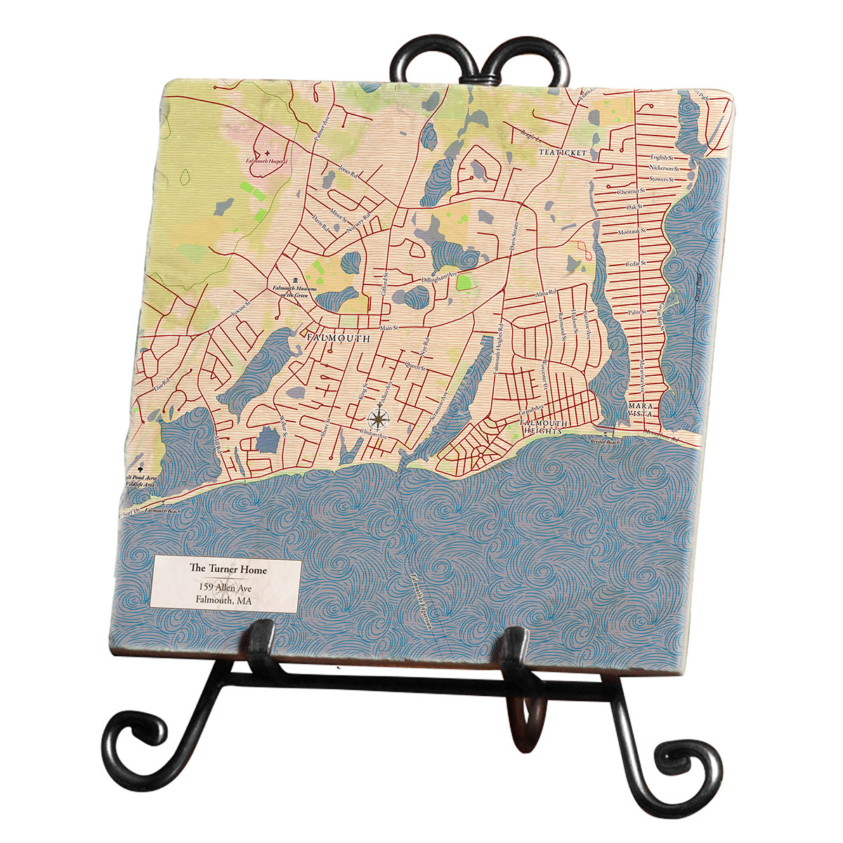 Personalized Marble Map Trivet with Easel - image 2