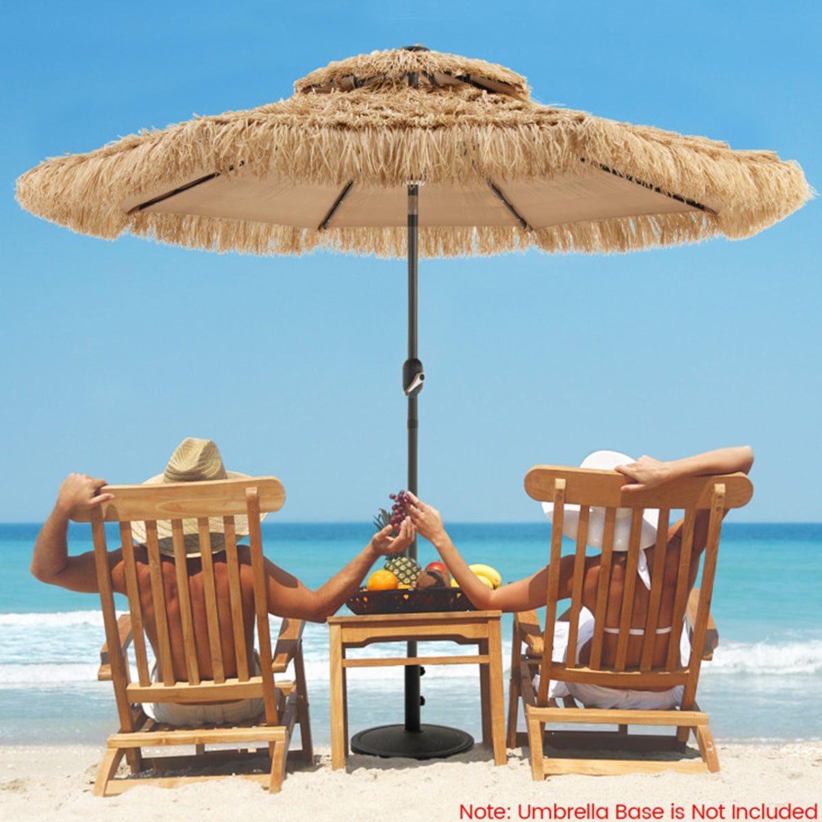 Solar Powered Tiki Patio Umbrella with Led Lights