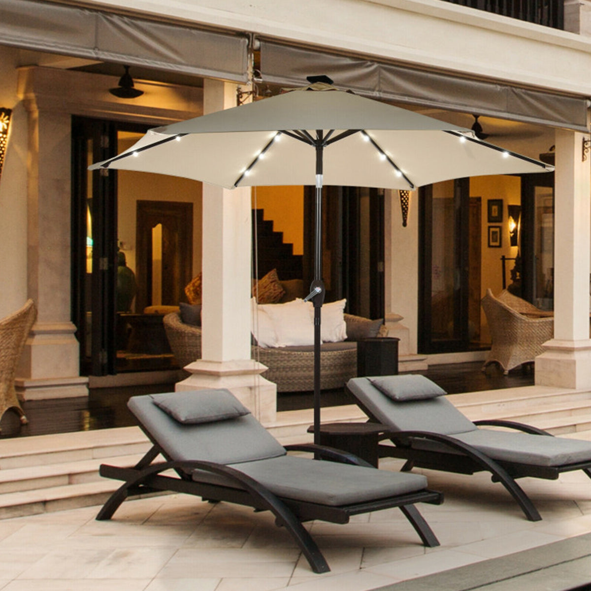 9' Solar LED Lighted Patio Table Umbrella - image 10