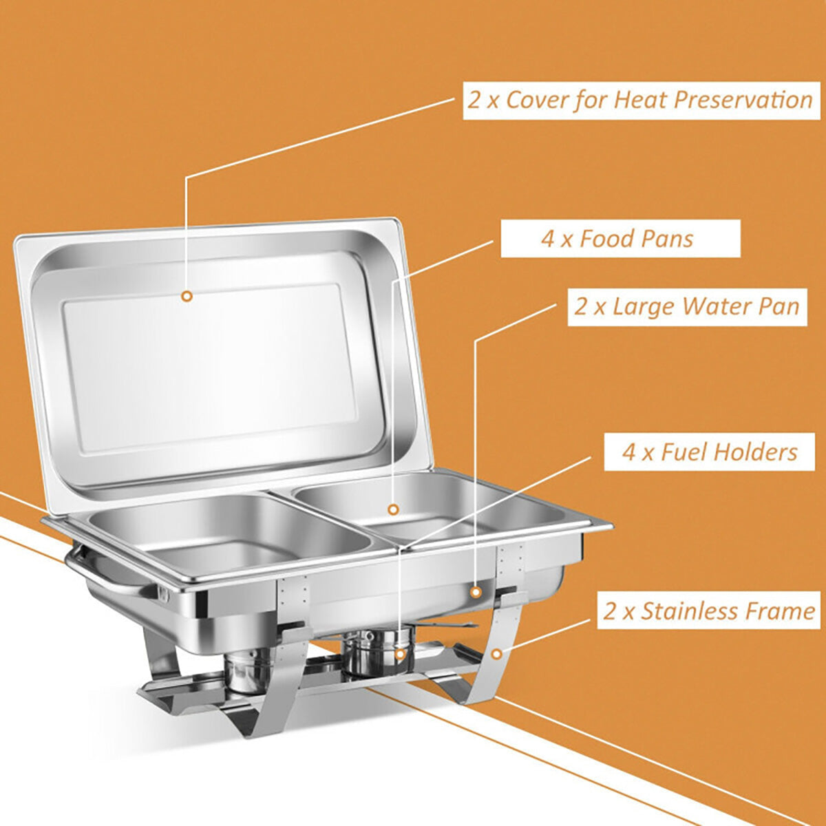 9 Qt Stainless Steel Chafing Dish (Set of 2) - image 7