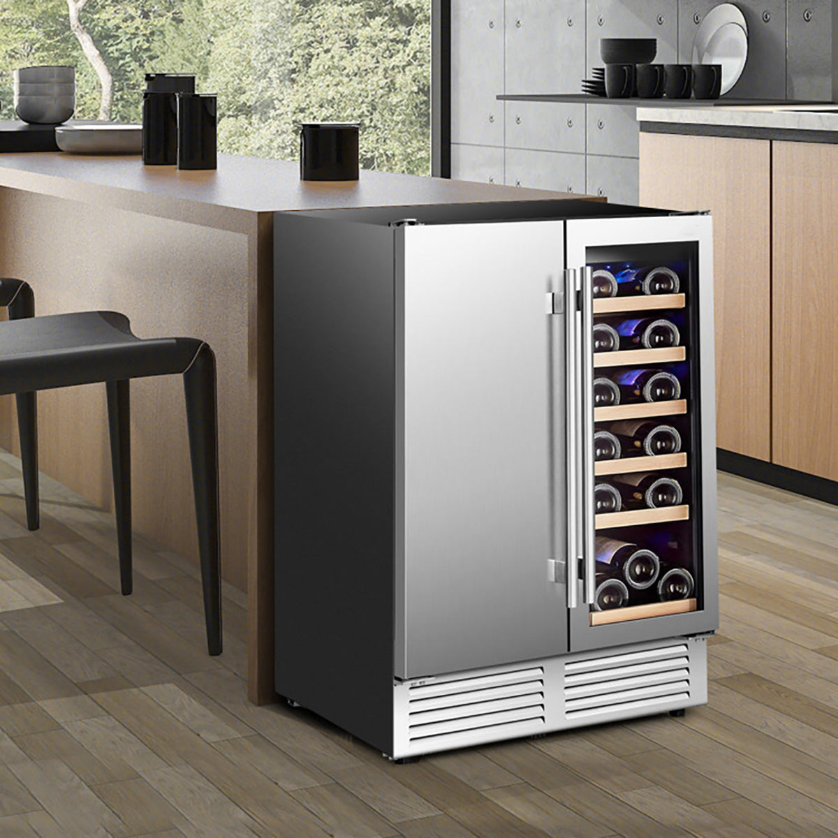 2-in-1 Dual Zone Beverage and Wine Cooler