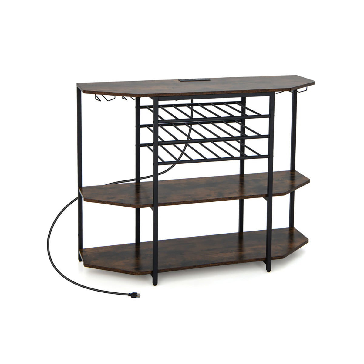 3-Tier Wine Bar Cabinet with Storage Shelves - image 2