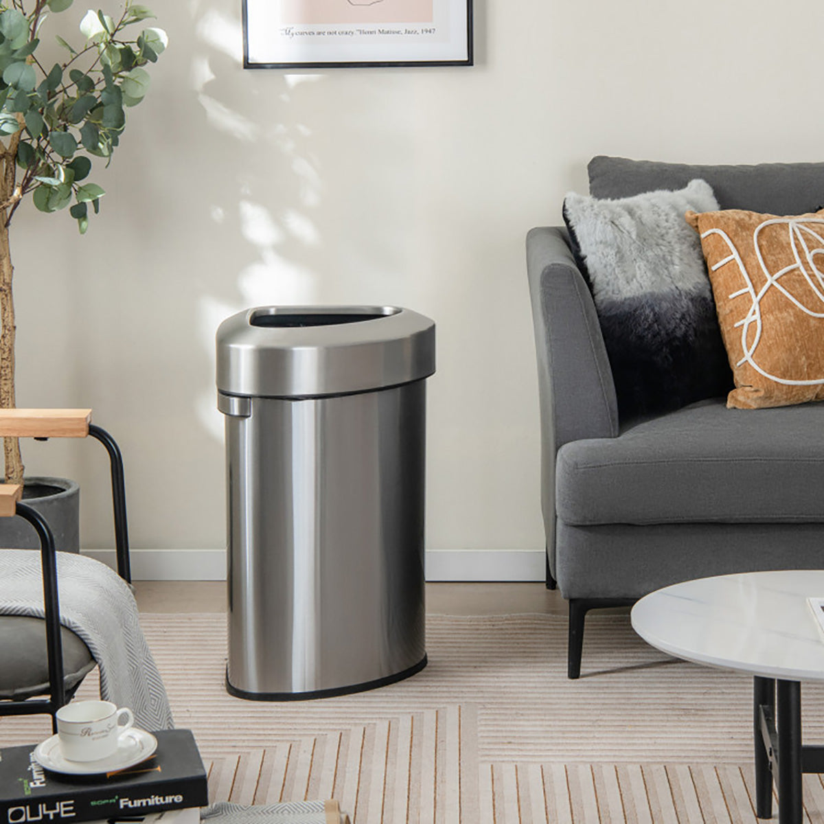 60L Stainless Steel Corner Trash Bin - image 10