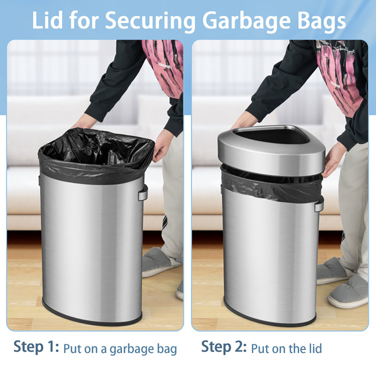 60L Stainless Steel Corner Trash Bin - image 6