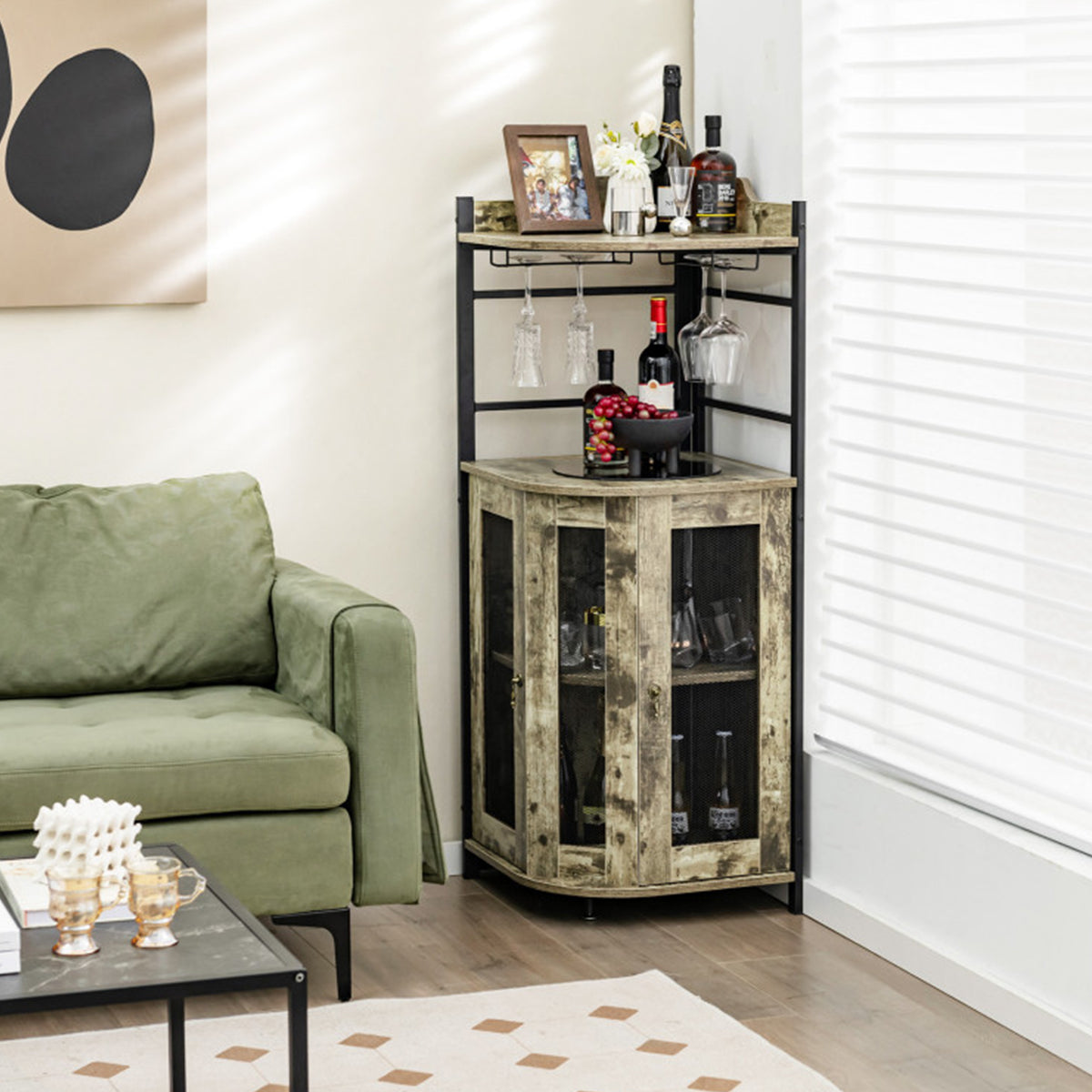Industrial Corner Bar Cabinet