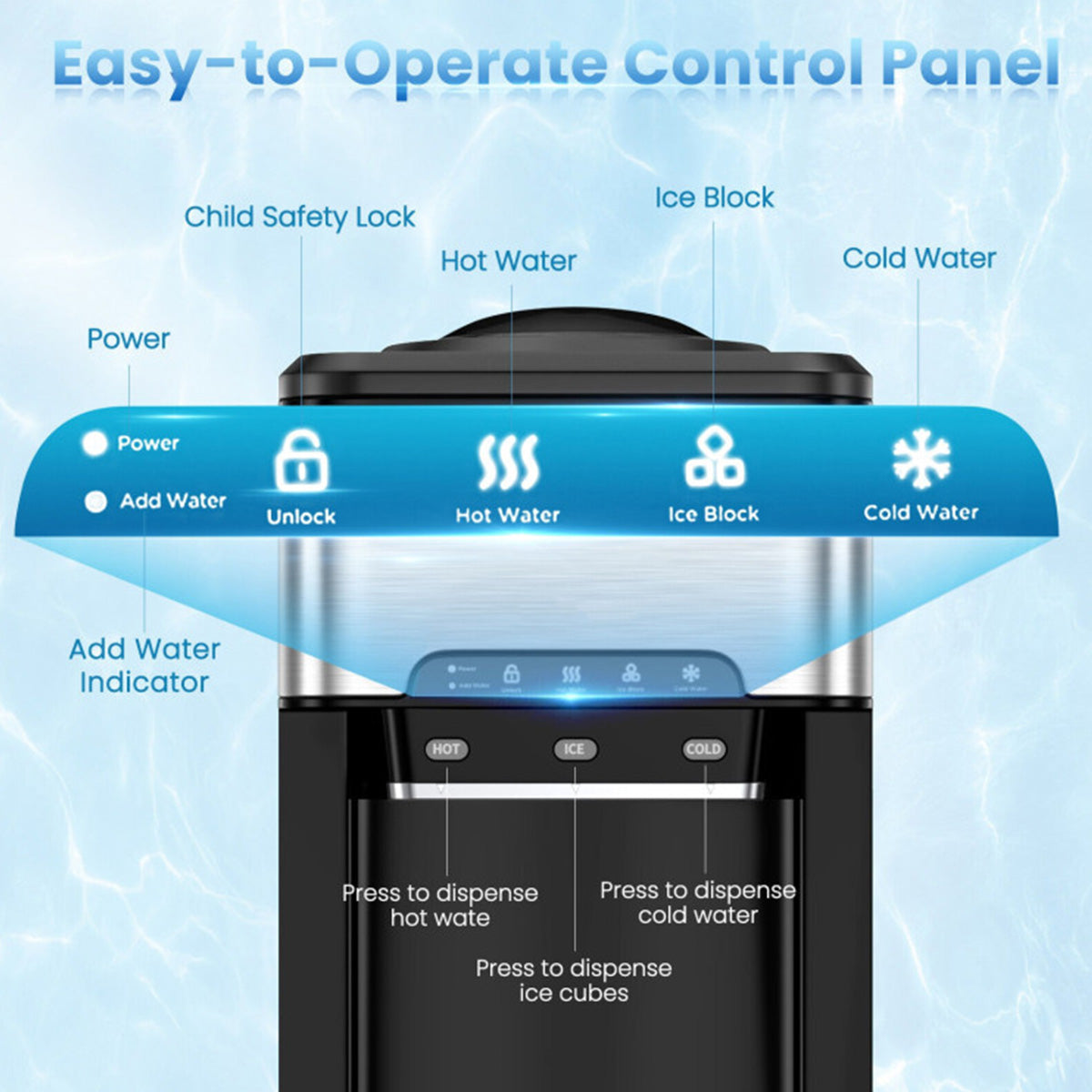 3-in-1 Water Cooler with Built-In Ice Maker - image 6