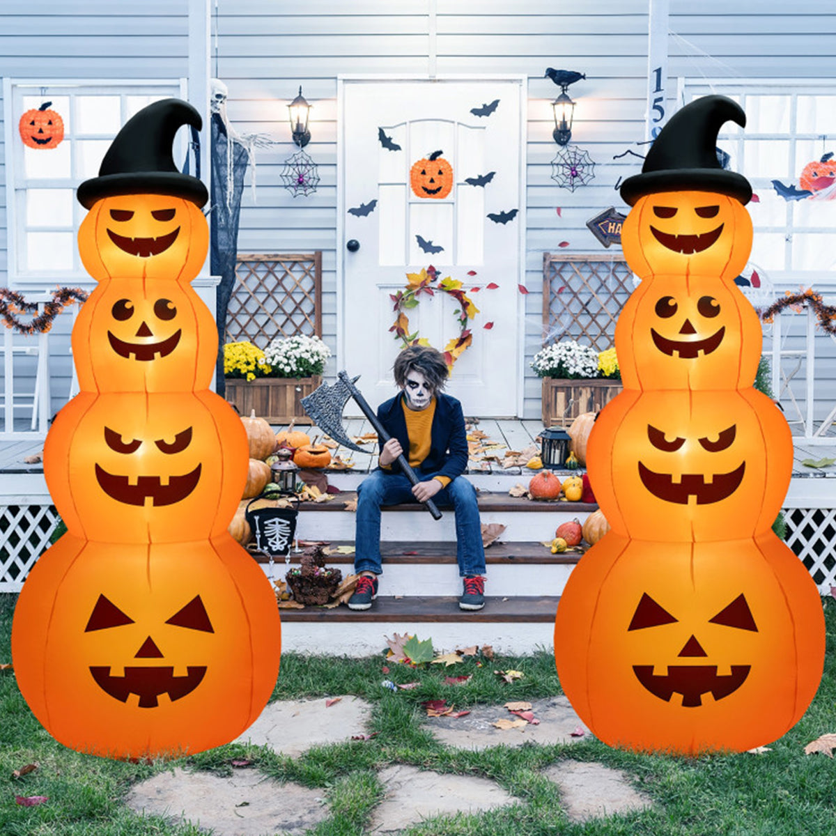 8' Inflatable Halloween Pumpkin Stack - image 9