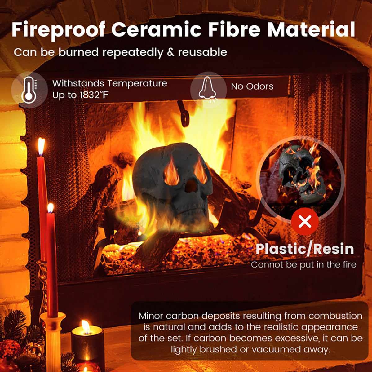 Ceramic Fireproof Fire Pit Skull - image 8
