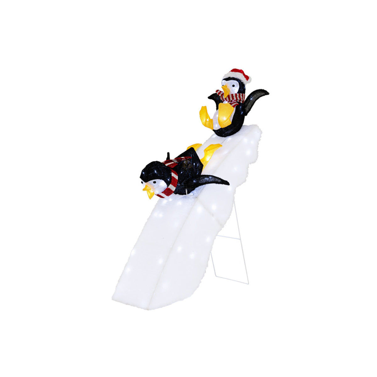 4' Pre-Lit Christmas Penguin Ice Skating Decor with Snowy Slide - image 2