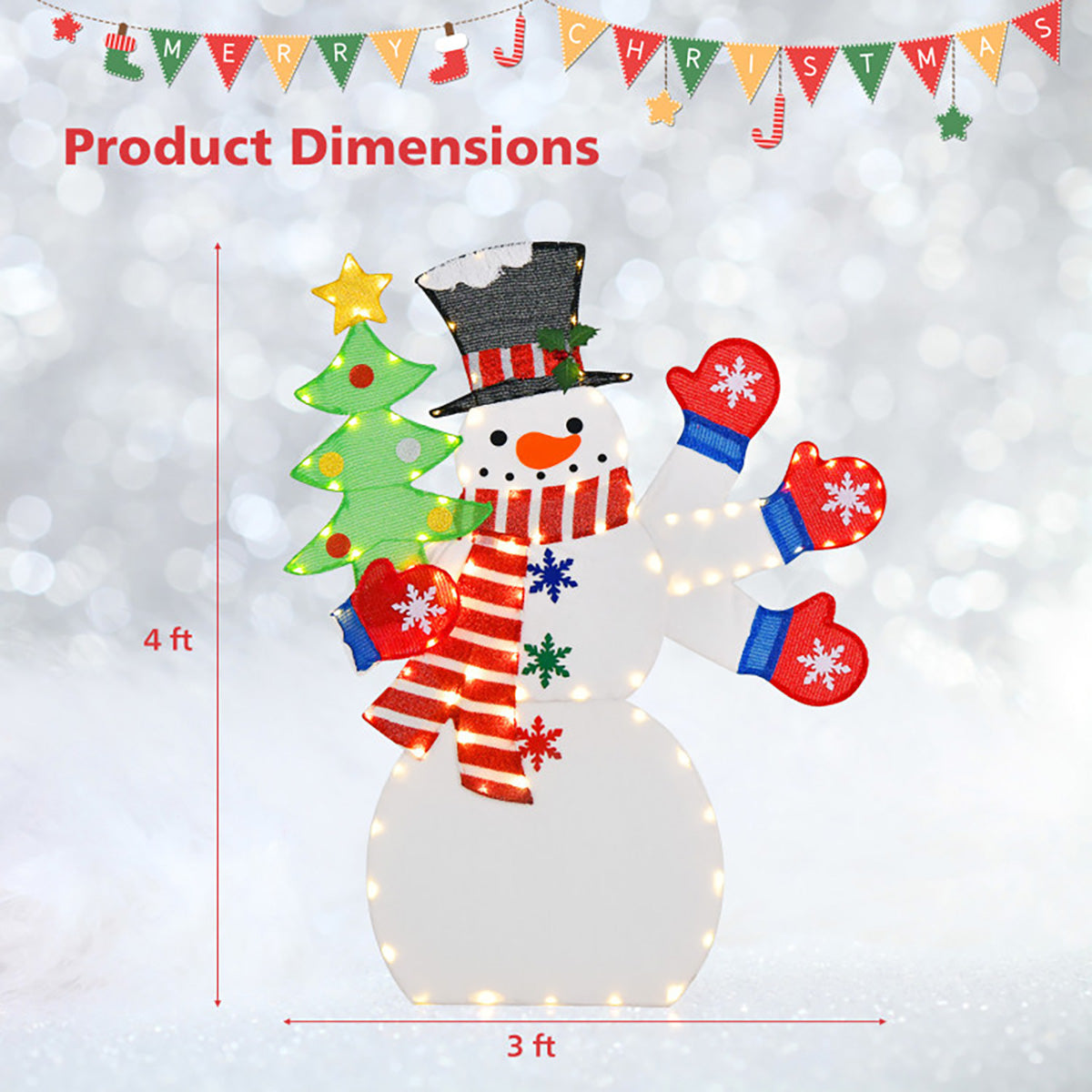 4' Pre-Lit Snowman Decoration with Waving Hand - image 7