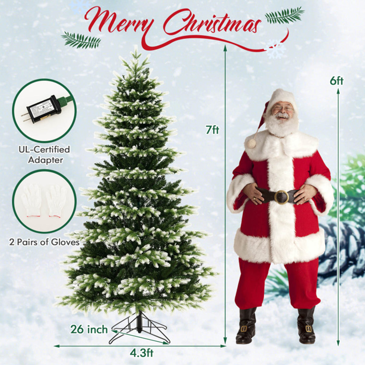 Snowy Tipped Pre-Lit Hinged Christmas Tree with Remote Control - image 11