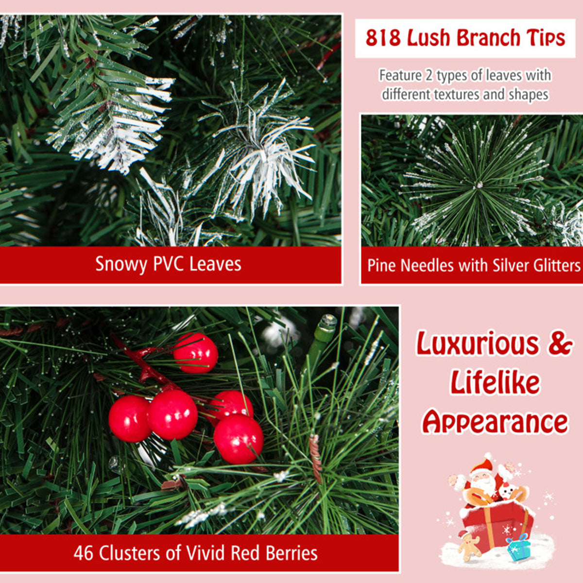 Pre-Lit Artificial Hinged Pencil Christmas Tree - image 8