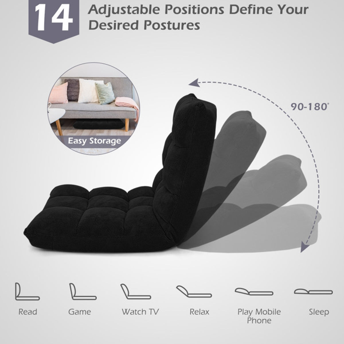 14-Position Adjustable Cushioned Floor Chair - image 13