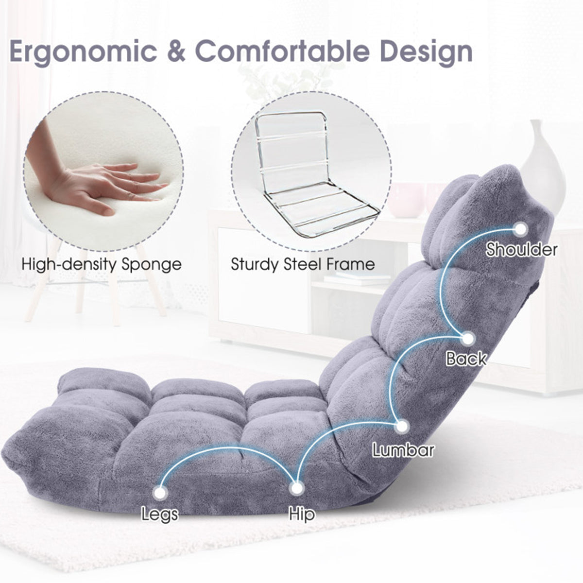 14-Position Adjustable Cushioned Floor Chair - image 50