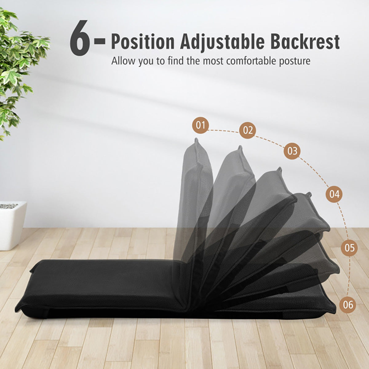 Adjustable 6-Position Folding Floor Chair - image 6