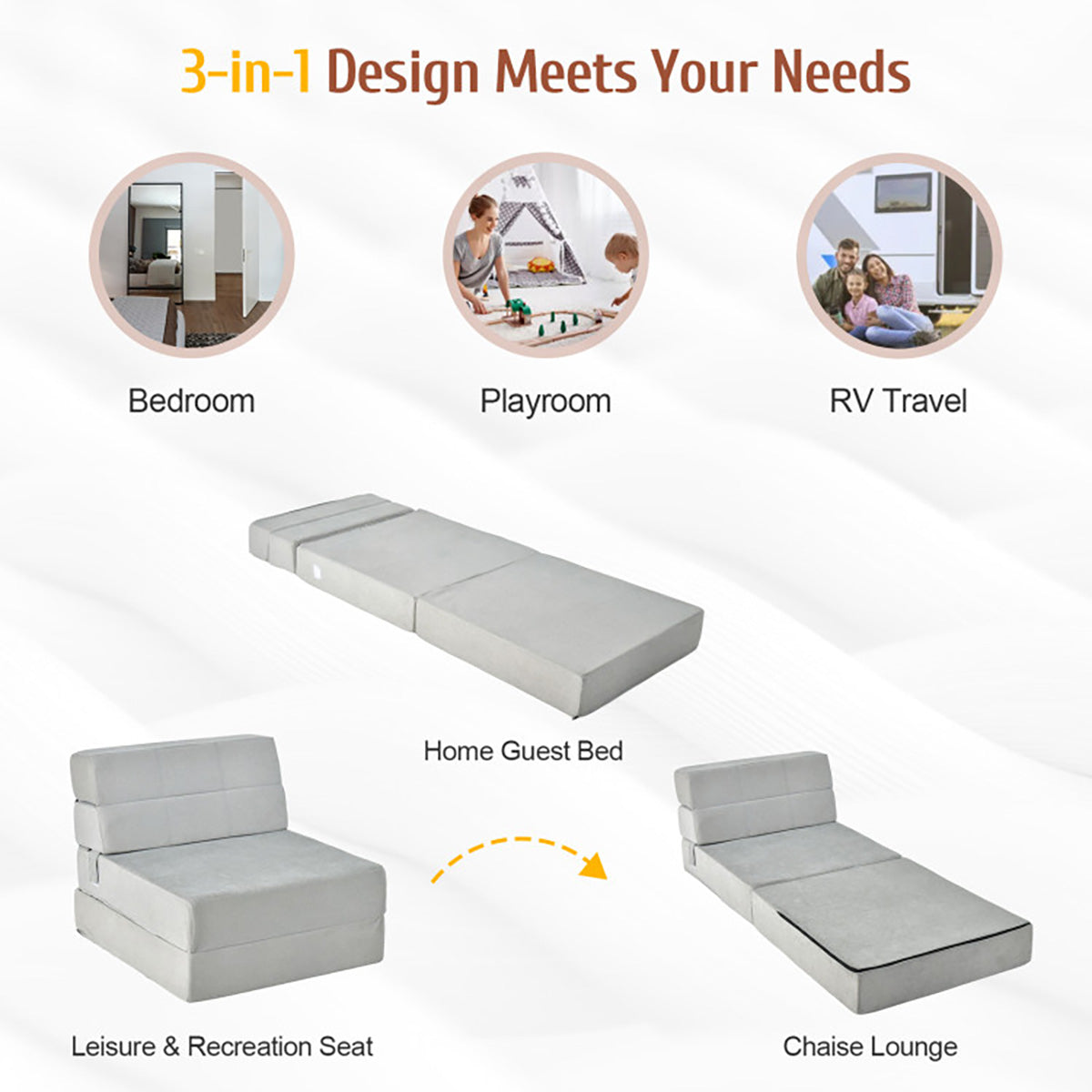 Tri-Fold Sleeper Sofa Bed - image 5