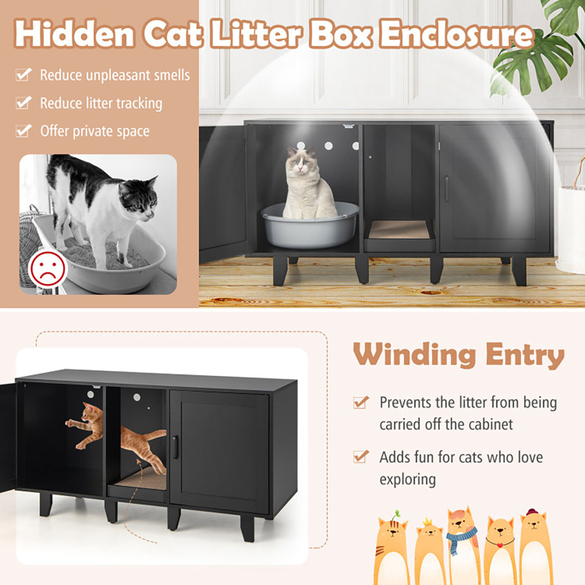 Cat Litter Box Enclosure with Scratching Board - image 5