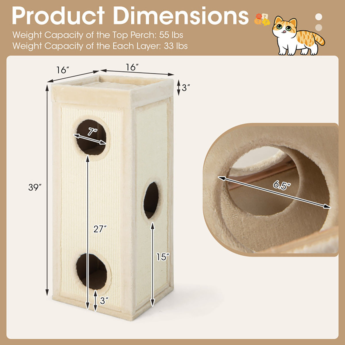 39'' Hideaway Cat Condo with Scratching Posts - image 7