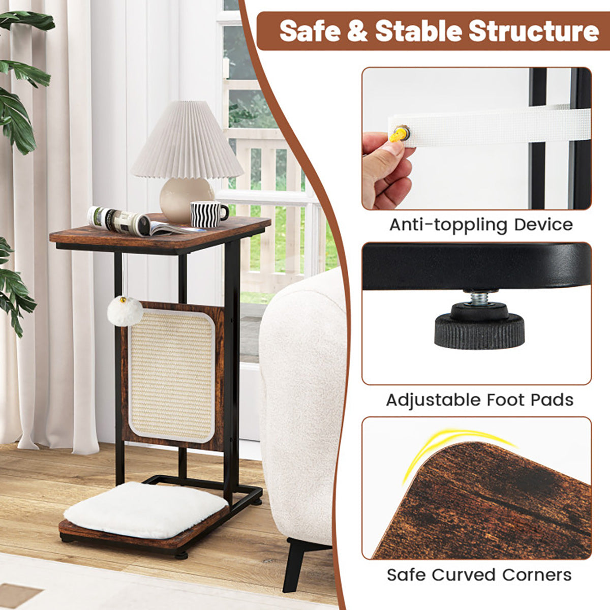 Cat Tree Side Table with Scratching Board - image 7