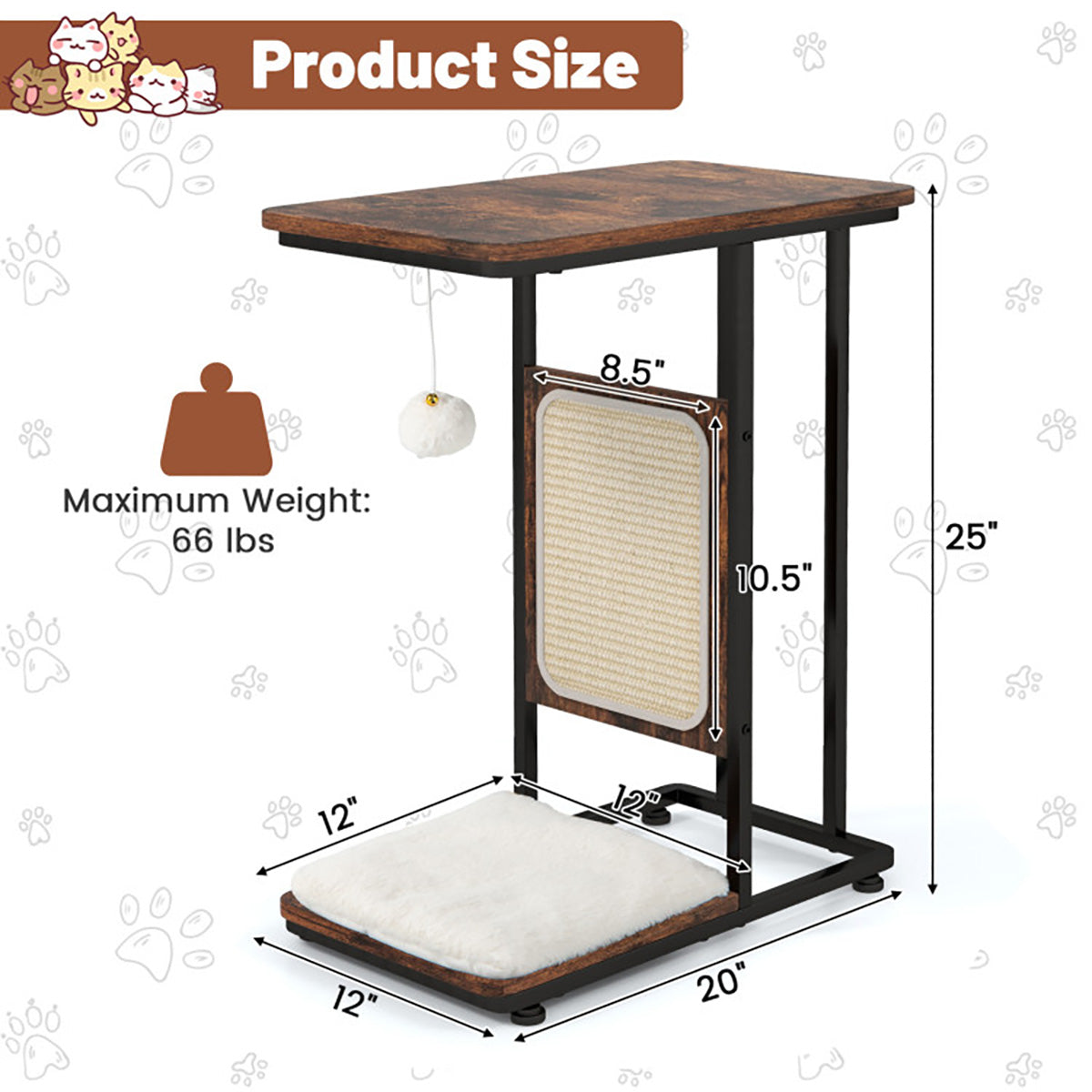 Cat Tree Side Table with Scratching Board - image 8