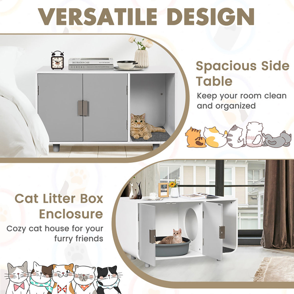 Cat Litter Box Enclosure with Removable Mat - image 3