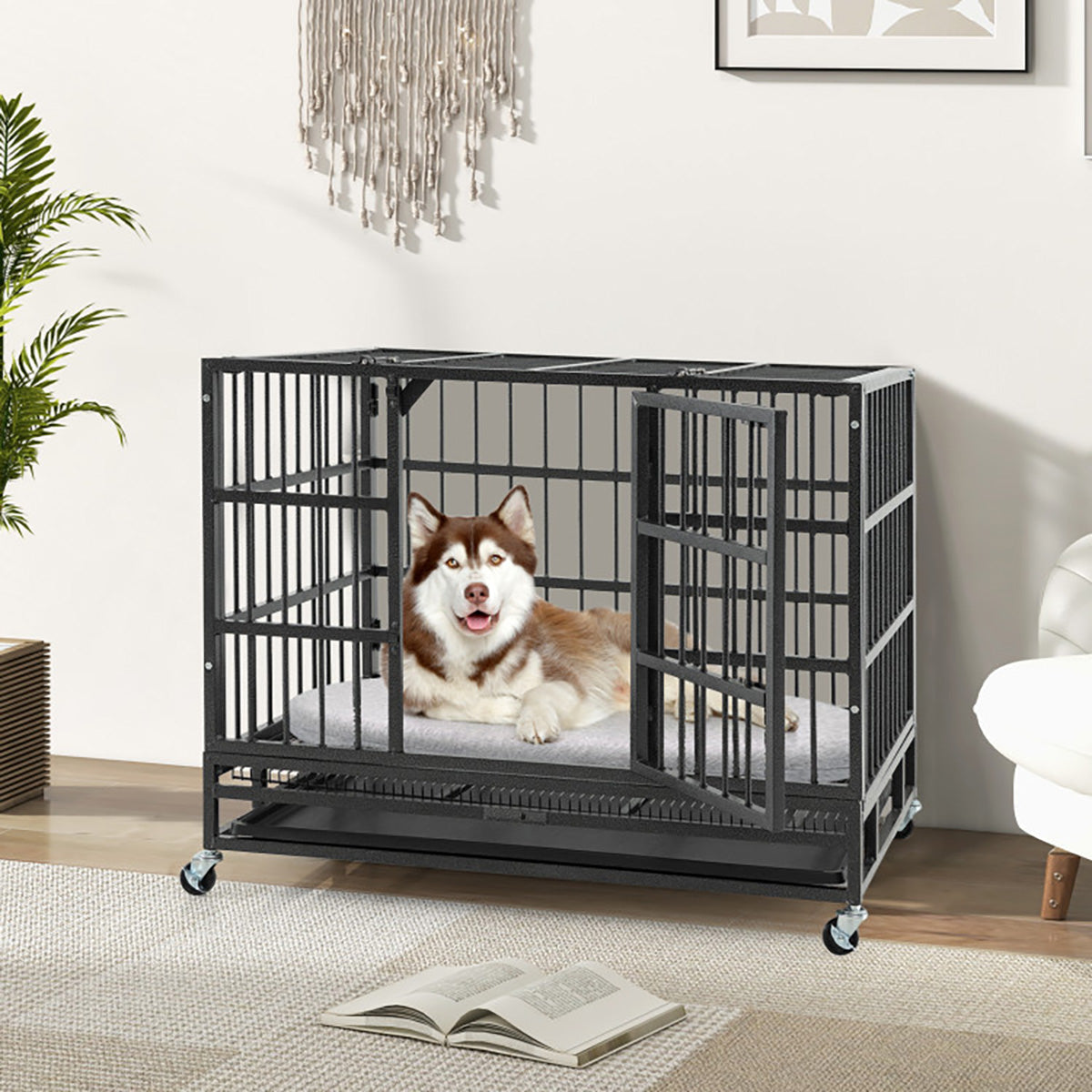 Foldable Heavy-Duty Metal Dog Cage